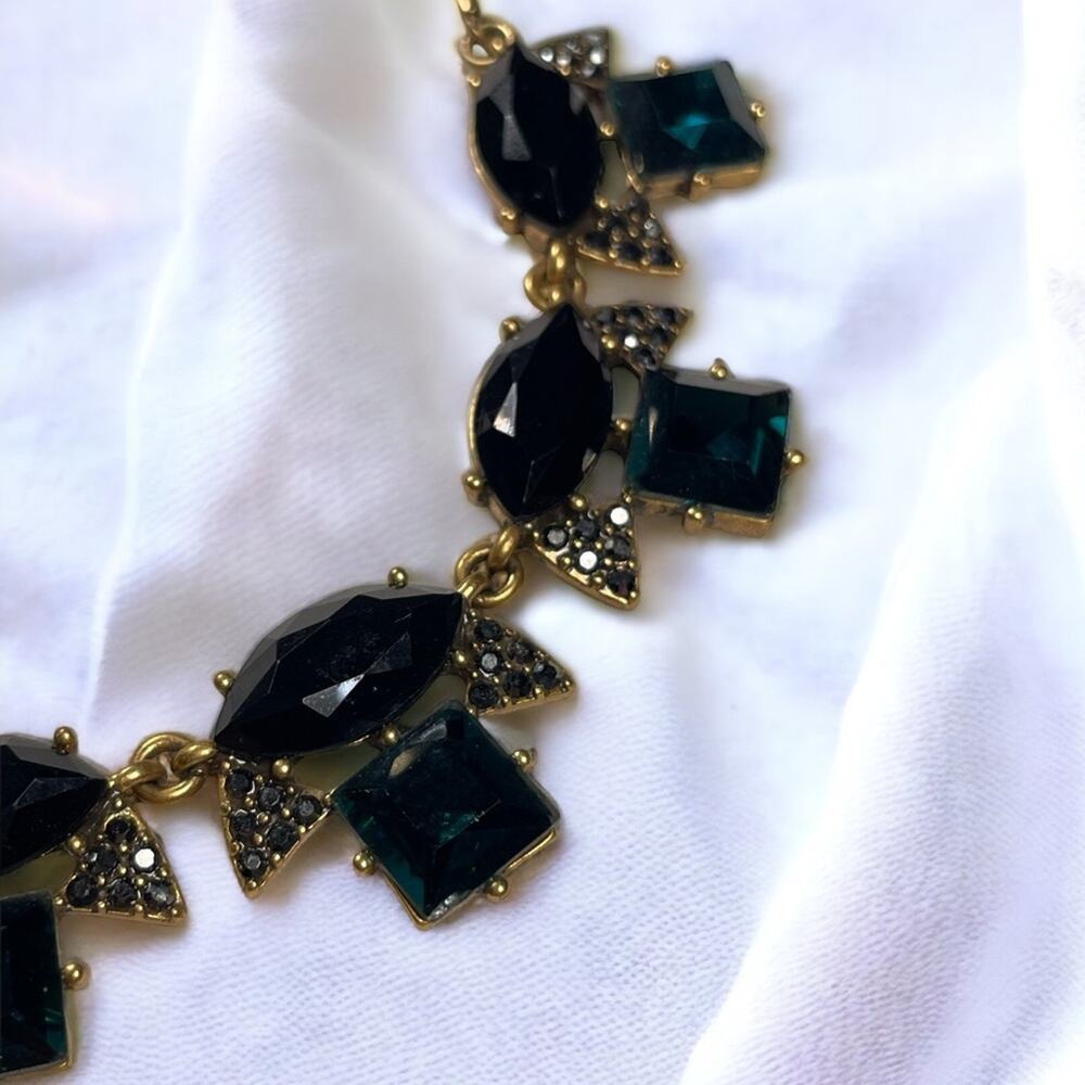 J. Crew Y2K Statement Necklace, Avant-Garde Blue Black Large Rhinestones - Picture 3 of 4